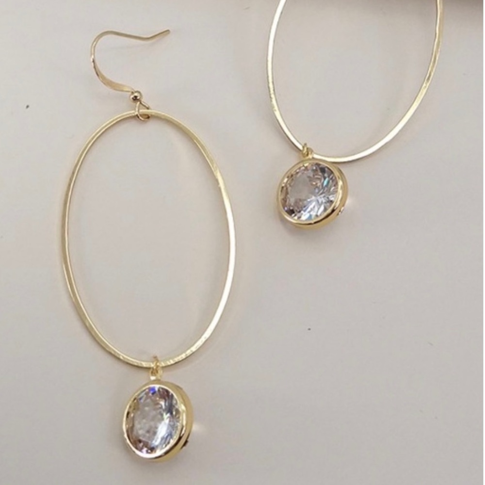 Jeweled Drop Hoops - Picture 2 of 2